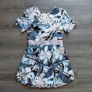 Style Stalker Hawaiian Sunset A-Line Floral Pink Mini Dress Size XS Short Sleeve